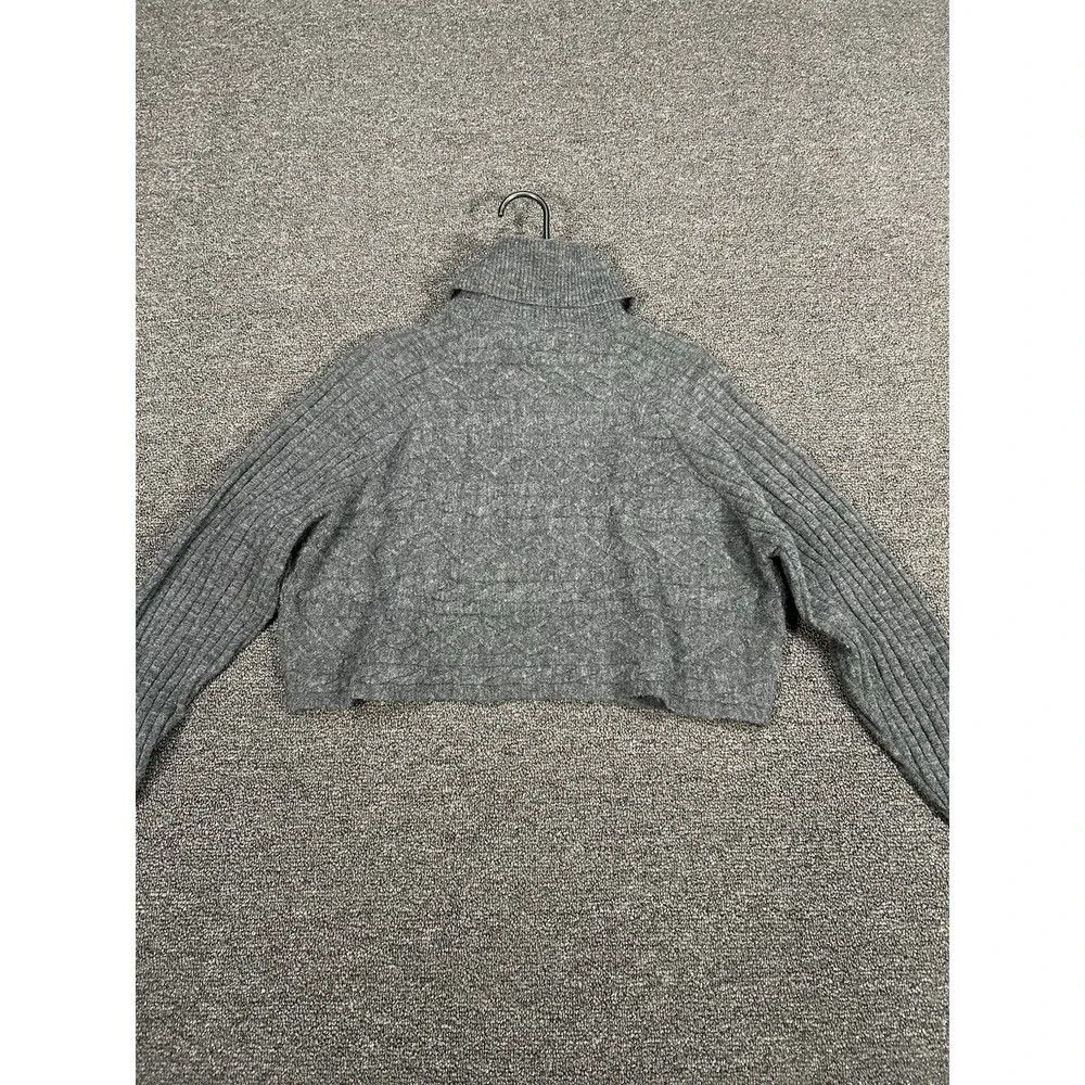 AllSaints‎ Cable Knit Cropped Wool Alpaca Sweater Gray Women's Medium Preppy